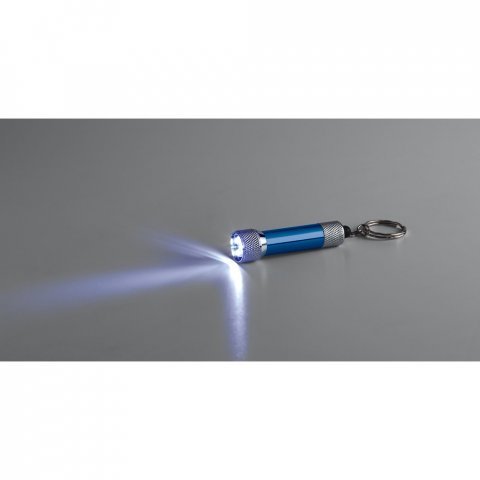 RE-LERGAN. Aluminium keyring (92% recycled) with 3-light LED torch - Royal blue