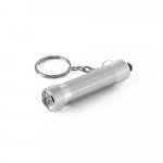 RE-LERGAN. Aluminium keyring (92% recycled) with 3-light LED torch - Satin silver