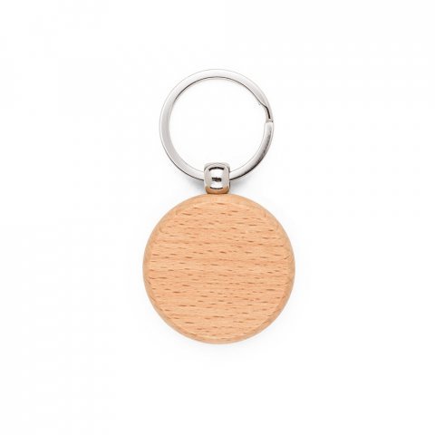STEWIE ROUND. Round keyring in beech wood - Natural