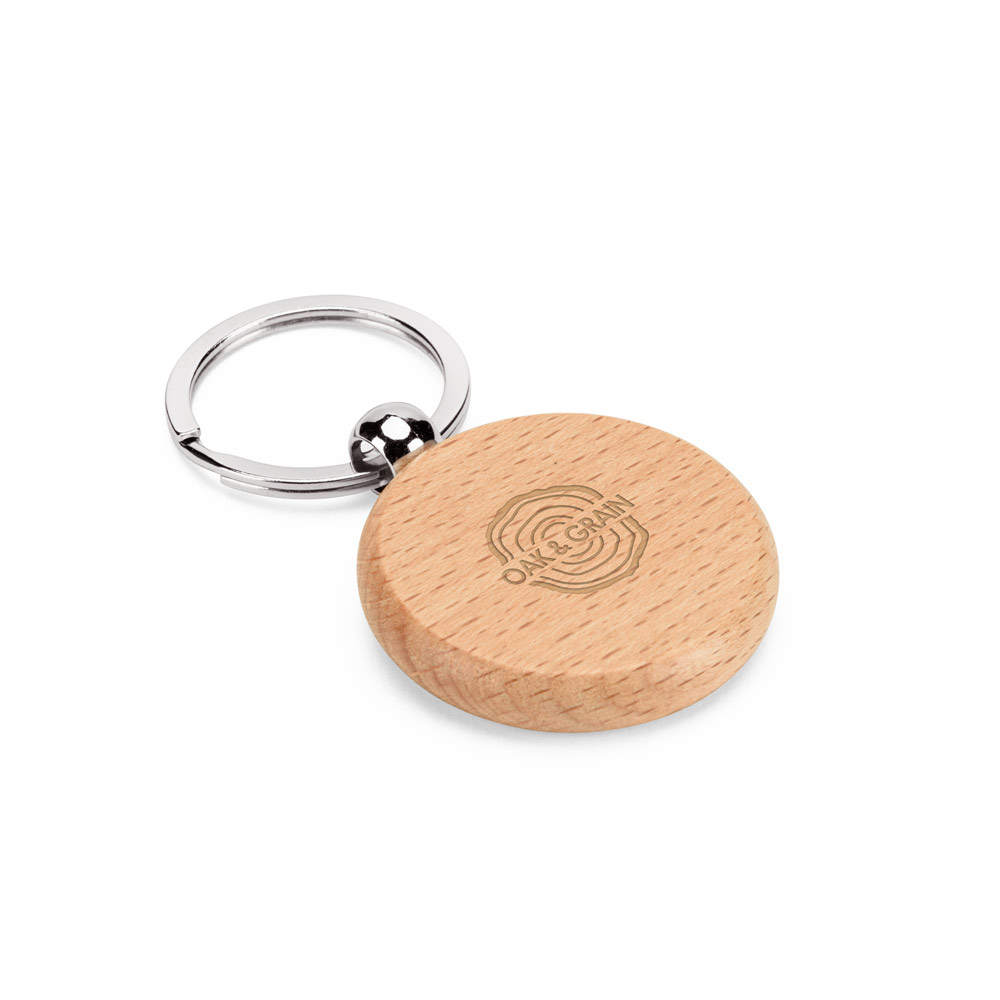 STEWIE ROUND. Portachiavi rotondo in legno di faggio