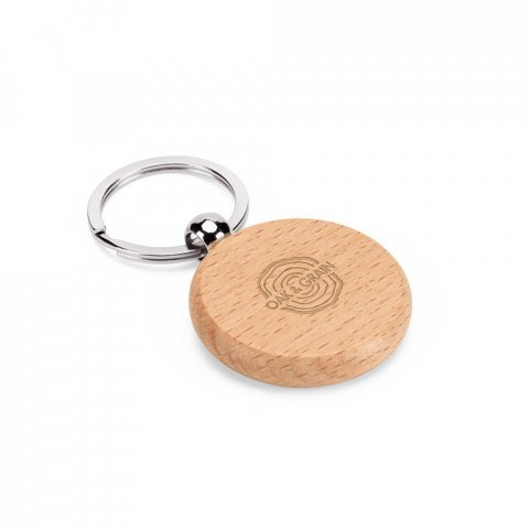 STEWIE ROUND. Round keyring in beech wood - Natural