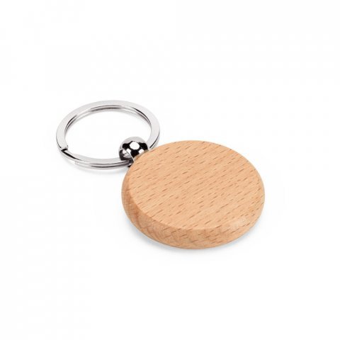 STEWIE ROUND. Round keyring in beech wood - Natural