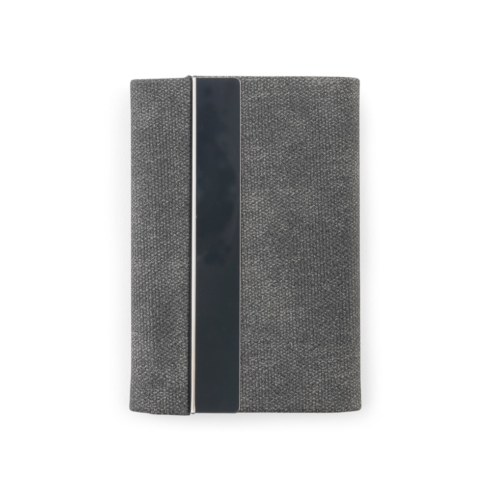 VAUGHN. Set composto da un portacarte e un portachiavi, entrambi in metallo e poliestere riciclato (30% rPET)