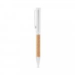 EVANS. Set bestehend aus einem Kugelschreiber und einem Schl&uuml;sselanh&auml;nger, beide aus Metall und Kork - Natur