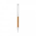 EVANS. Set bestehend aus einem Kugelschreiber und einem Schl&uuml;sselanh&auml;nger, beide aus Metall und Kork - Natur