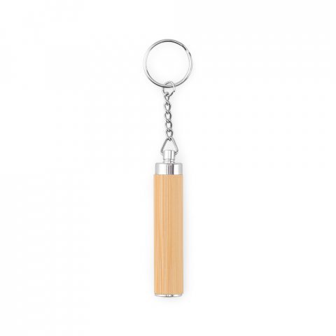 RACHEL. Bamboo and ABS key ring with LED torch - Natural