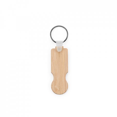 SHOPZ. Breloc din bambus cu capăt &icirc;n formă de monedă - Natural