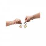 GASTON HOUSE. House-shaped iron keychain in zinc and bamboo - Natural