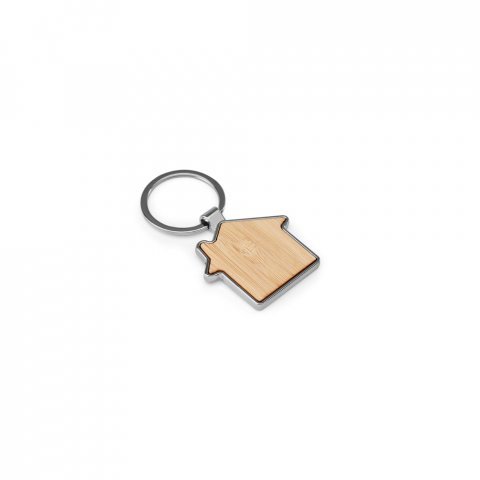 GASTON HOUSE. House-shaped iron keychain in zinc and bamboo - Natural