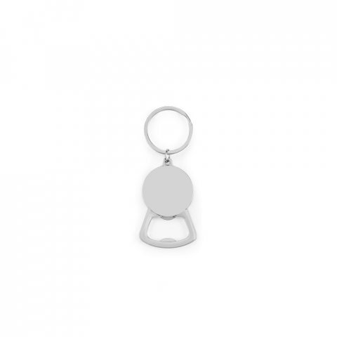 MEEKO. Iron keychain with a round shape in zinc and bamboo - Natural