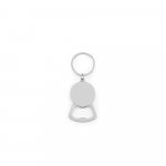 MEEKO. Iron keychain with a round shape in zinc and bamboo - Natural