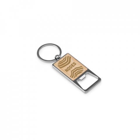 SYLVESTER. Rectangular iron keychain with bottle opener - Natural