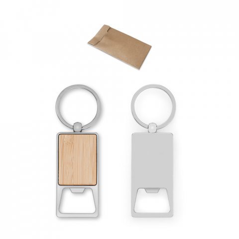 SYLVESTER. Rectangular iron keychain with bottle opener