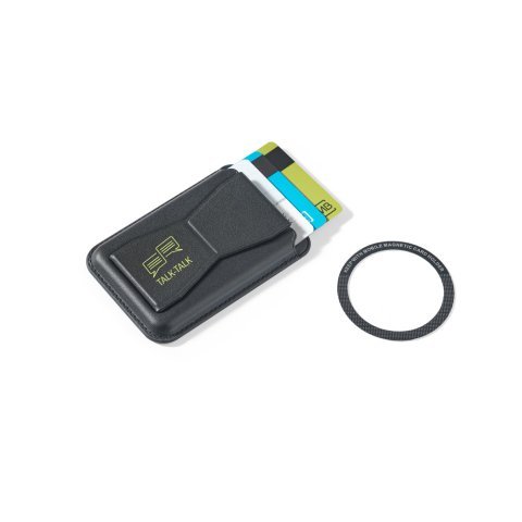 CONNOR. Tarjetero magn&eacute;tico de PU que se acopla f&aacute;cilmente a la parte trasera del m&oacute;vil, con bloqueo RFID - Negro