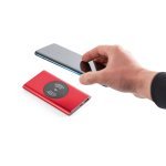 CASSINI. Power bank 4,000 mAh with 5W wireless charger in recycled aluminium (100% rAL) - Red