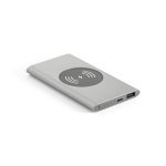 CASSINI. Power bank 4,000 mAh with 5W wireless charger in recycled aluminium (100% rAL) - Satin silver