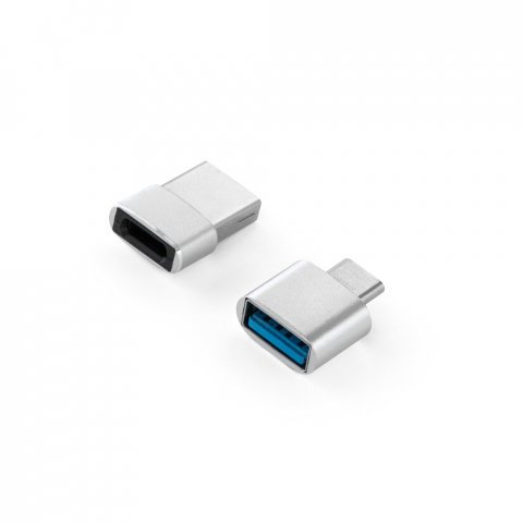MINSKY. Комплект от 2 алуминиеви адаптера USB-A / USB-C - Сатенено сребро
