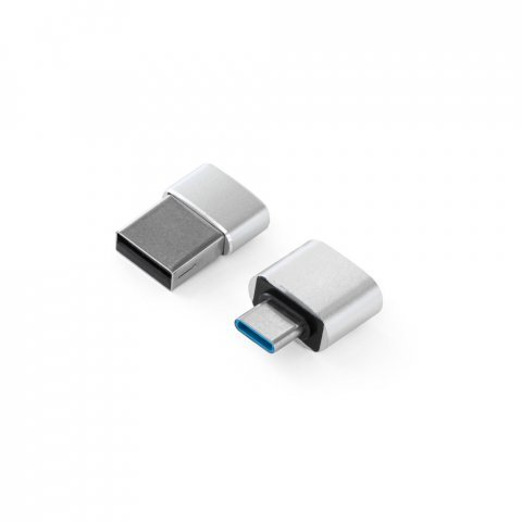 MINSKY. Комплект от 2 алуминиеви адаптера USB-A / USB-C - Сатенено сребро