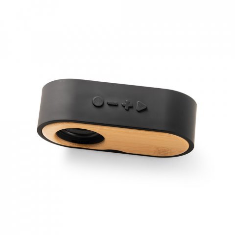 TILLY. Draagbare 3W luidspreker met 5 uur autonomie op bamboe en gerecycled ABS (100% rABS) - Zwart