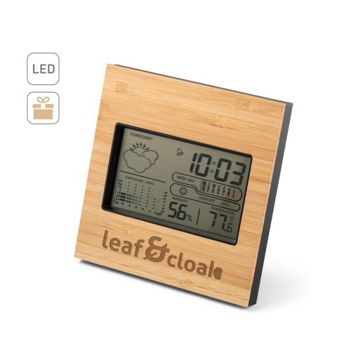 BROMLEY. Настолна метеорологична станция с LCD екран от ABS и бамбук