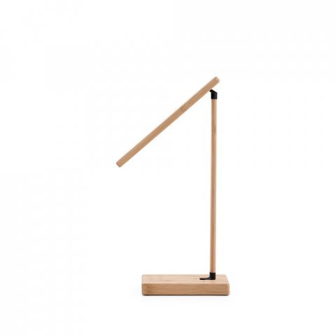 MOREY. Lampada da tavolo pieghevole con caricatore wireless superveloce da 15W in bamb&ugrave; - Naturale