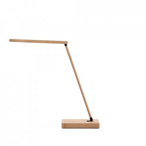 MOREY. Lampada da tavolo pieghevole con caricatore wireless superveloce da 15W in bamb&ugrave; - Naturale