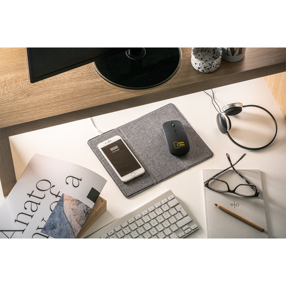 KHAN. Mouse wireless con batteria da 500 mAh in ABS riciclato (100% rABS)