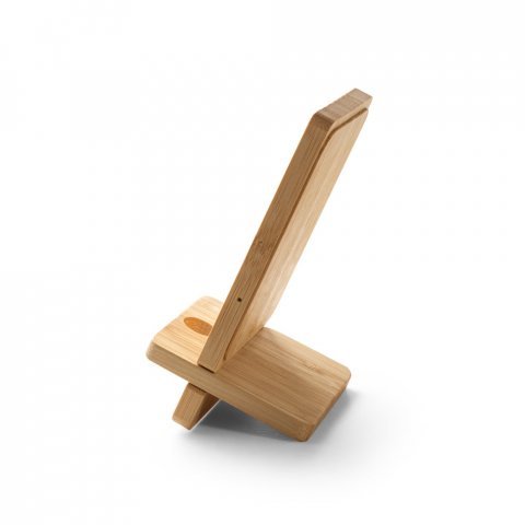 LANGE. Поставка за смартфон с 15W рбързо безжично зарядно устройство от бамбук - естествен