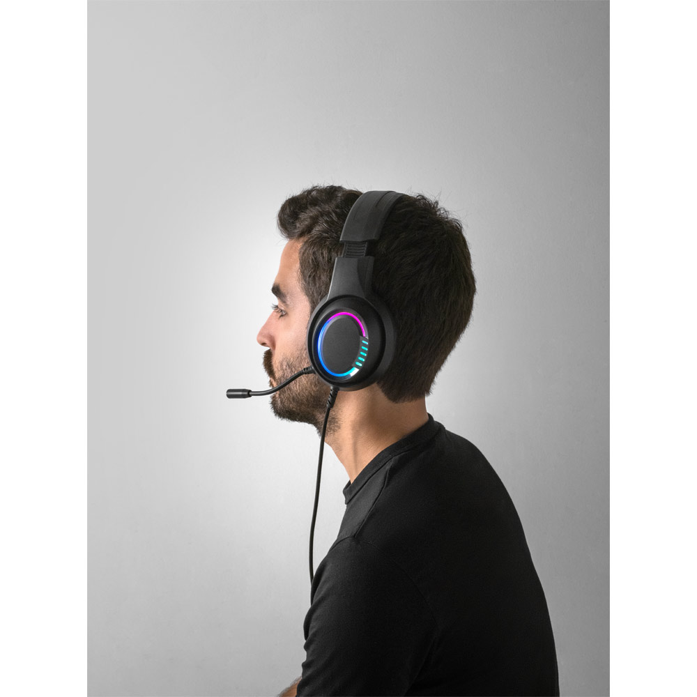 Thorne Headset RGB. Cuffie da gioco in ABS con cavo da 2 m, microfono e luci LED RGB