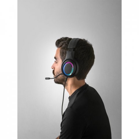 Thorne Headset RGB. &Eacute;couteurs gaming avec c&acirc;ble de 2 m, microphone et lumi&egrave;res LED RVB en ABS - Noir