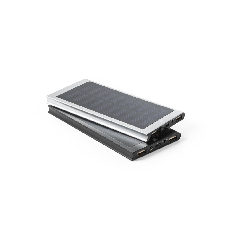 CLERK. Power bank da 8'000 mAh con pannello solare in alluminio 100% riciclato