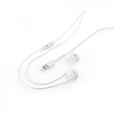 PRESLEY. Слушалки с 1,2-метров USB-C кабел и вграден ABS микрофон - бял