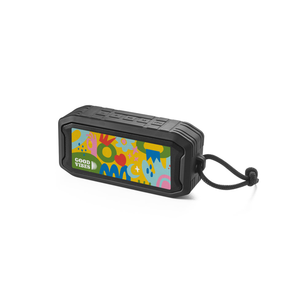 SHEERAN. Altoparlante portatile da 10W con grado di protezione IPX7 e durata della batteria di 9 ore su ABS riciclato