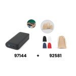 BECKER 20. Power bank 20 000 mAh z recyklingowanego ABS (100% rABS) z superszybką ładowarką bezprzewodową 15 W