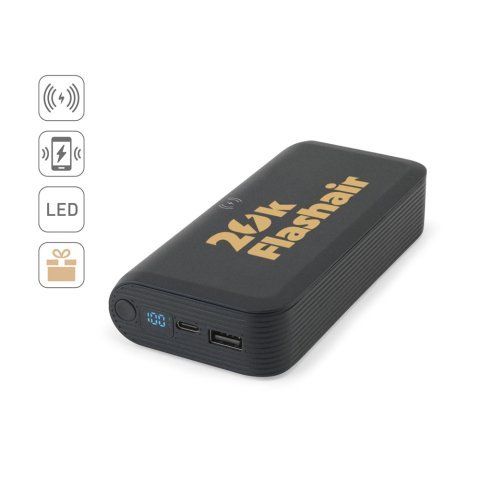 BECKER 20. 20,000 mAh power bank in recycled ABS (100% rABS) with 15W superfast wireless charger