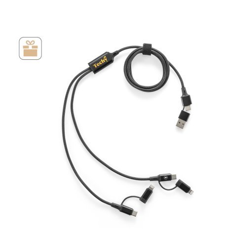 BERTOZZI. Super szybki kabel USB 6 w 1 wykonany z aluminium pochodzącego z recyklingu (20%) i PET pochodzącego z recyklingu (4%)