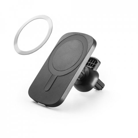 KOCH. Support pour smartphone de voiture avec chargeur magn&eacute;tique sans fil 15W en ABS recycl&eacute; (100 % rABS) - Noir