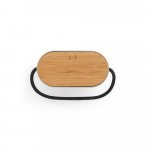 GUETTA. 5W draagbare luidspreker met supersnelle 15W draadloos oplader en 2 uur batterijduur gemaakt van bamboe en gerecycled PET (100% rPET) - Donkergrijs