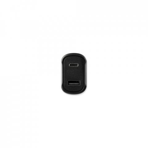 DIRAC. Sigarettenaansteker adapter met USB-A poort 18W en USB-C 20W in gerecycled ABS (100% rABS) - Zwart