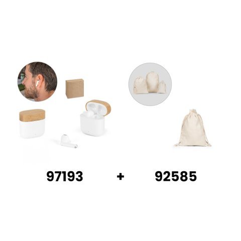 COBAIN. Draadloze hoofdtelefoon met 5 uur autonomie in gerecycled ABS (100% rABS) en bamboe