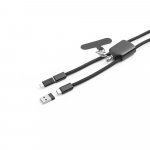 ZEWAIL. Lanyard with included smartphone holder, USB-C cable and various adapters in recycled ABS and recycled TPE - Black