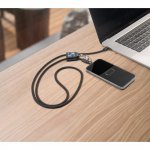 ZEWAIL. Lanyard with included smartphone holder, USB-C cable and various adapters in recycled ABS and recycled TPE