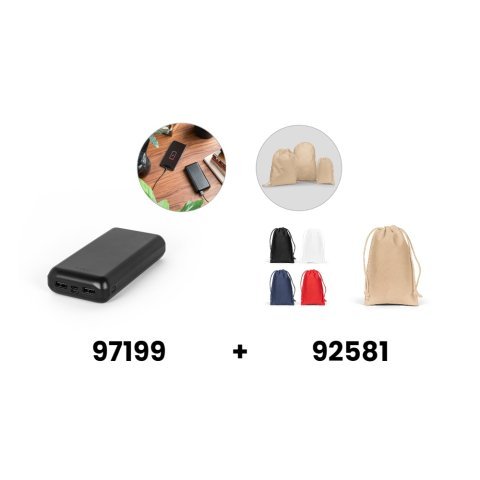 LEAKEY 20. Power bank 20.000 mAh wykonany w ABS pochodzącego z recyklingu (100% rABS)