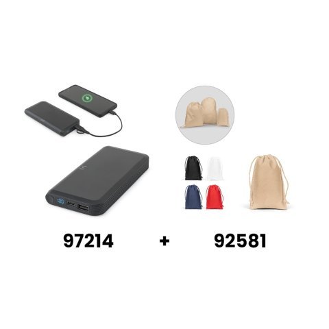 BECKER 10. Power bank o pojemności 10 000 mAh wykonany z ABS pochodzącego z recyklingu (100% rABS) z superszybką ładowarką bezprzewodową o mocy 15 W