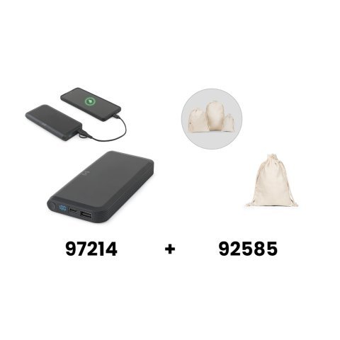 BECKER 10. Power bank o pojemności 10 000 mAh wykonany z ABS pochodzącego z recyklingu (100% rABS) z superszybką ładowarką bezprzewodową o mocy 15 W
