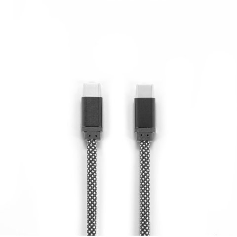 NADELLA. USB-C-naar-USB-C-kabel met een gevlochten polyestersnoer (60 W) en een magnetisch systeem om de kabel gemakkelijk op te rollen - Zwart