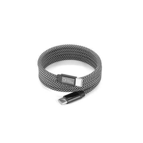 NADELLA. USB-C-naar-USB-C-kabel met een gevlochten polyestersnoer (60 W) en een magnetisch systeem om de kabel gemakkelijk op te rollen - Zwart