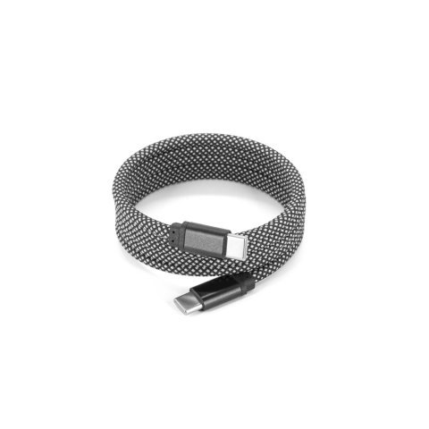 NADELLA. USB-C-naar-USB-C-kabel met een gevlochten polyestersnoer (60 W) en een magnetisch systeem om de kabel gemakkelijk op te rollen - Zwart