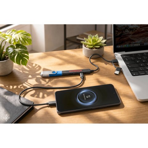 BENIOFF. A multifunctional hub that expands your device&rsquo;s connectivity, made from recycled PET (xxx% rPET) and recycled aluminium (xxx% rAL)