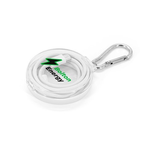 JEMISON. USB-C to USB-C cable with braided cord (60W), made from ABS, stainless steel, aluminium and polyester - White